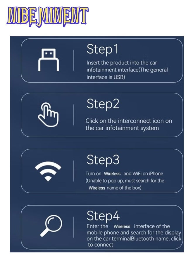 NIBEMINENT 2 in 1 Wireless Carplay Auto Adapter Mini Box with Bluetooth 5.0 and WiFi for Wired CarPlay/Auto Cars - Image 3