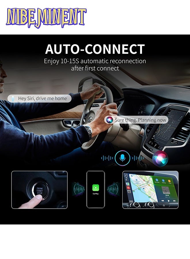 NIBEMINENT 2 in 1 Wireless Carplay Auto Adapter Mini Box with Bluetooth 5.0 and WiFi for Wired CarPlay/Auto Cars - Image 5