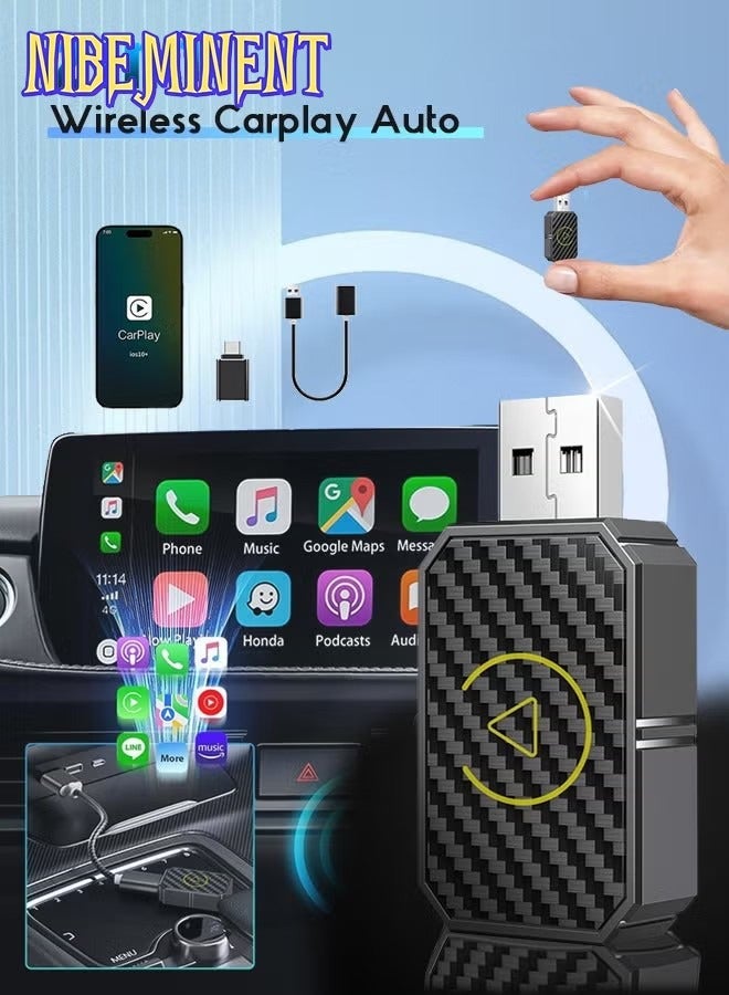 NIBEMINENT 2 in 1 Wireless Carplay Auto Adapter Mini Box with Bluetooth 5.0 and WiFi for Wired CarPlay/Auto Cars - Image 2