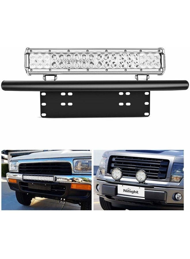 Nilight 90021B Led Light Bar Mounting Bracket Front License Plate Frame Bracket License Plate Mounting Bracket Holder For Off-Road Lights Led Work Lamps Lighting Bars, 2 Years Warranty - Image 1