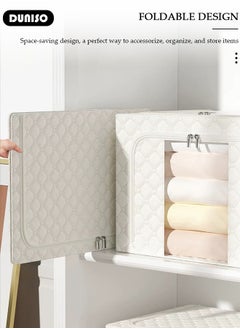 DUNISO 2 Pack Clothes Storage Bag, 66L Foldable Clothing Storage Bins, Frame Fabric Organizer with Clear Window, Storage Containers for Organizing Bedroom Closet Clothing(2 Pack-66L)  - Image 3