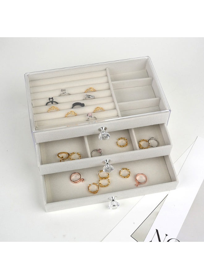 مجموعة تخزين مجوهرات متعددة الوظائف (للسيدات/الفتيات) صندوق تخزين مخصص للمجوهرات مصنوع من الفانيلا المخملية لحفظ الأقراط والخواتم والقلائد والأساور - Image 1