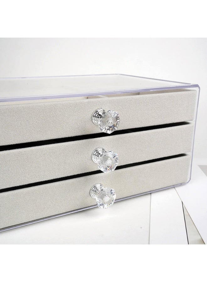 مجموعة تخزين مجوهرات متعددة الوظائف (للسيدات/الفتيات) صندوق تخزين مخصص للمجوهرات مصنوع من الفانيلا المخملية لحفظ الأقراط والخواتم والقلائد والأساور - Image 3