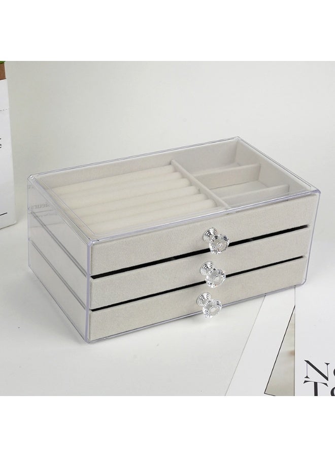 مجموعة تخزين مجوهرات متعددة الوظائف (للسيدات/الفتيات) صندوق تخزين مخصص للمجوهرات مصنوع من الفانيلا المخملية لحفظ الأقراط والخواتم والقلائد والأساور - Image 4