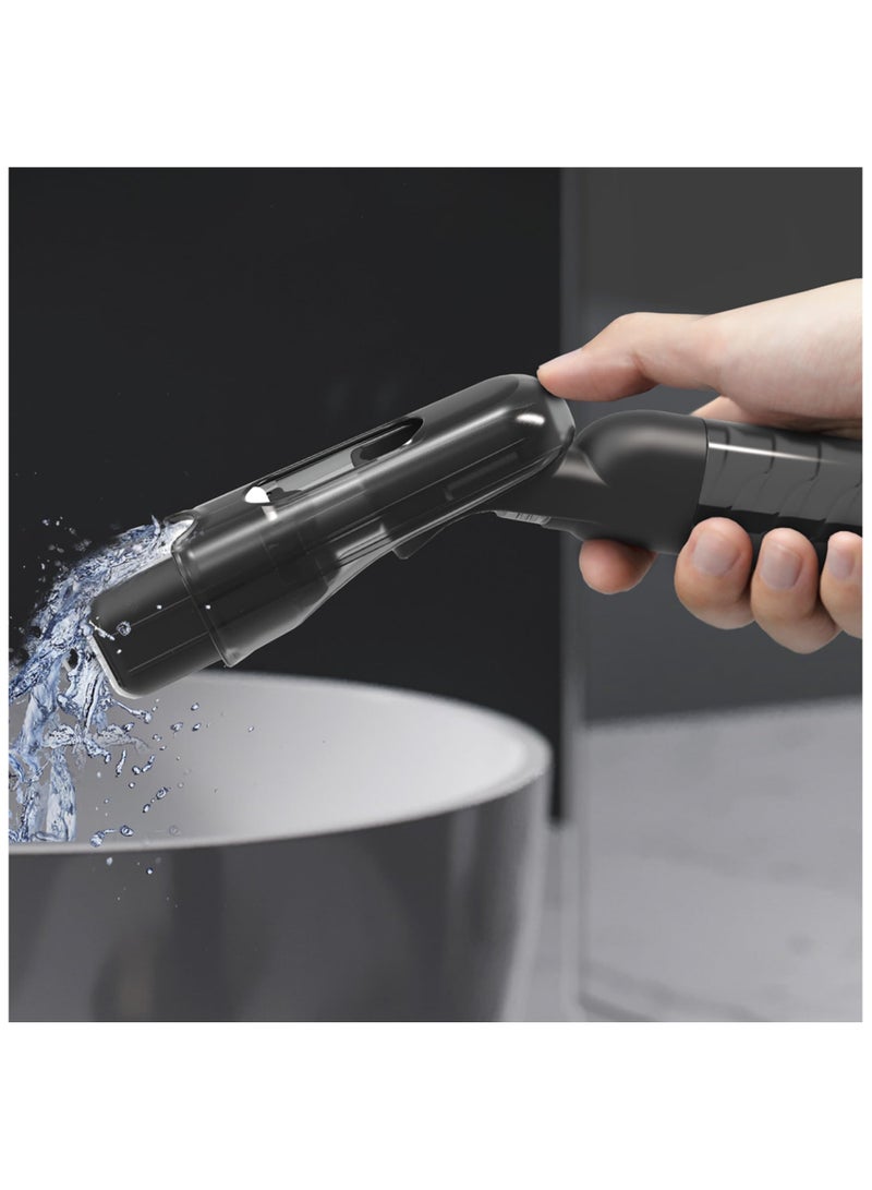 SYOSI Self Squeezing Mini Mop, Portable Mini Mop, Countertop Cleaning Wet ＆ Dry Use Spray Mop, Hand wash Self Squeezing Mini Mop for Small Spaces, Mirror, Tabletop, Car Window, Black, Mini Mop - Image 3