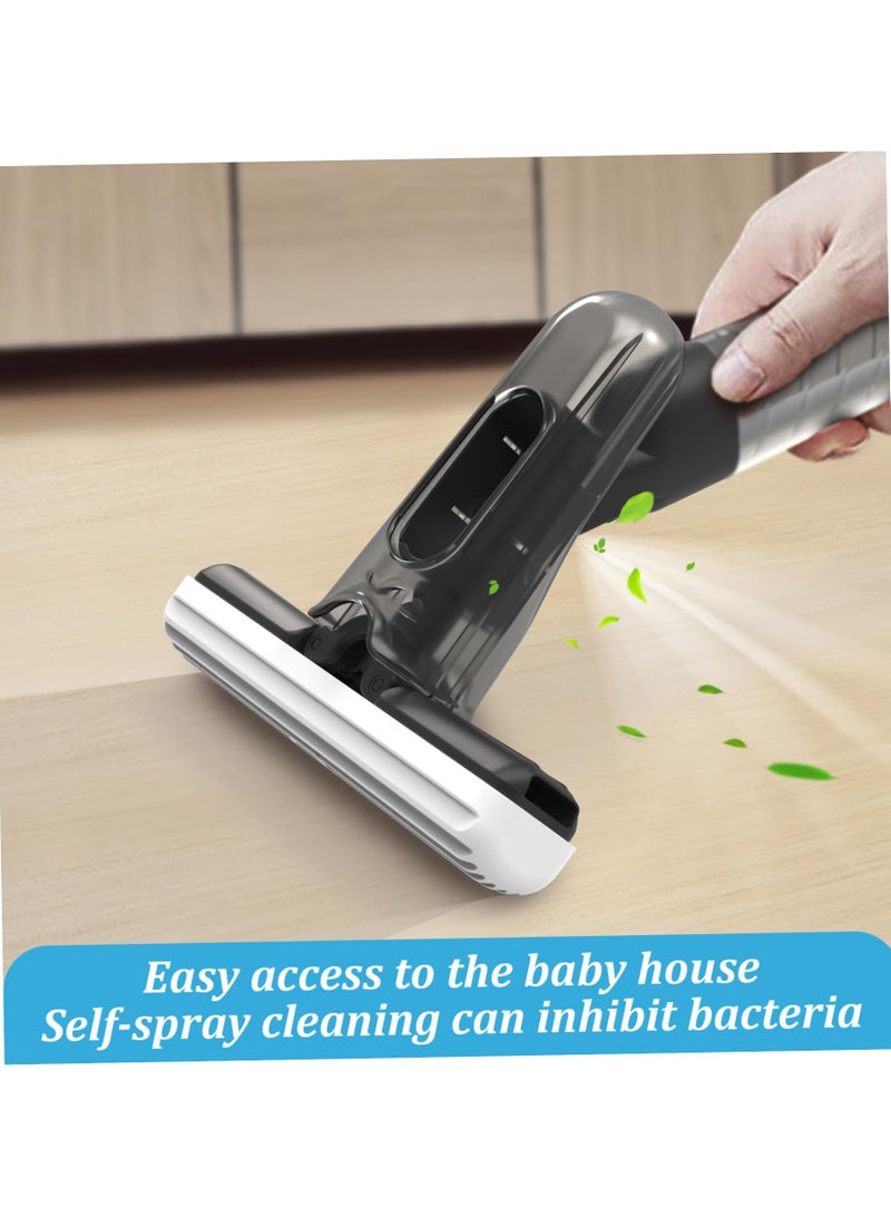 SYOSI Self Squeezing Mini Mop, Portable Mini Mop, Countertop Cleaning Wet ＆ Dry Use Spray Mop, Hand wash Self Squeezing Mini Mop for Small Spaces, Mirror, Tabletop, Car Window, Black, Mini Mop - Image 4