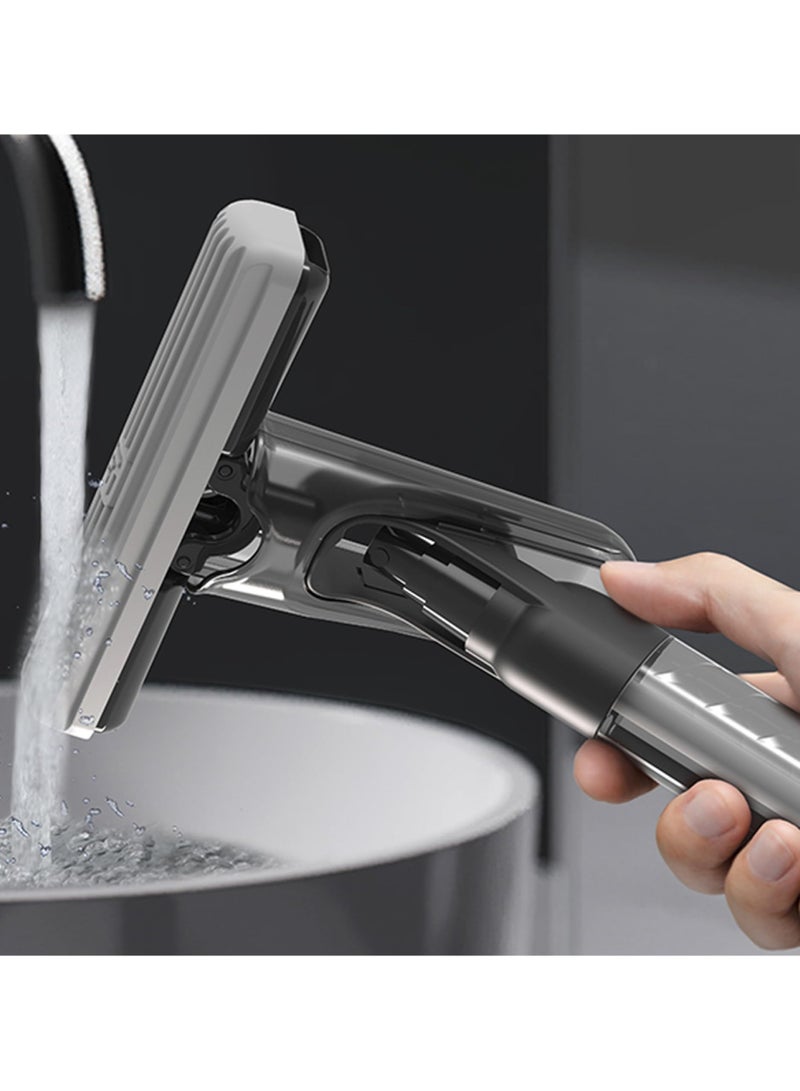 SYOSI Self Squeezing Mini Mop, Portable Mini Mop, Countertop Cleaning Wet ＆ Dry Use Spray Mop, Hand wash Self Squeezing Mini Mop for Small Spaces, Mirror, Tabletop, Car Window, Black, Mini Mop - Image 2