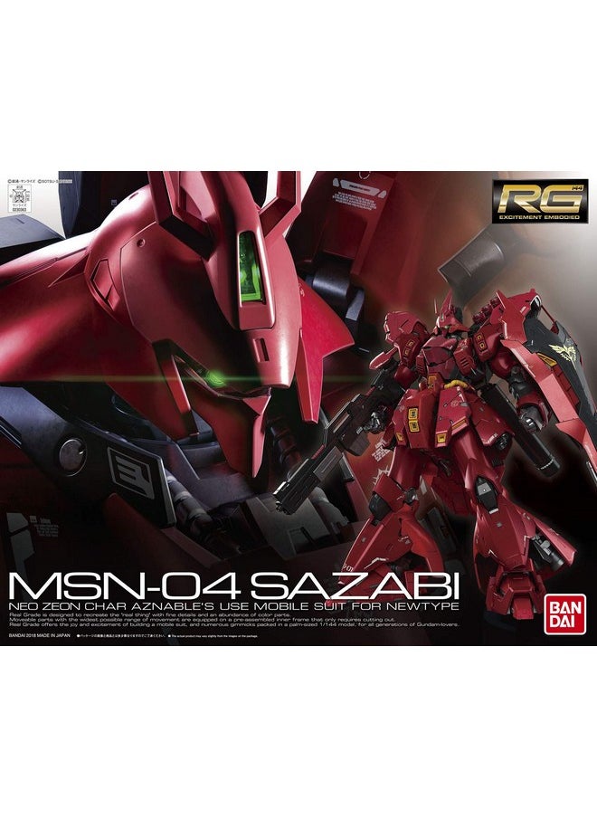 BANDAI SPIRITS - BANDAI NAMCO Entertainment Mobile Suit Gundam Char's Counterattack RG 1/144 Sazabi Plastic Model Kit, Large - Image 1