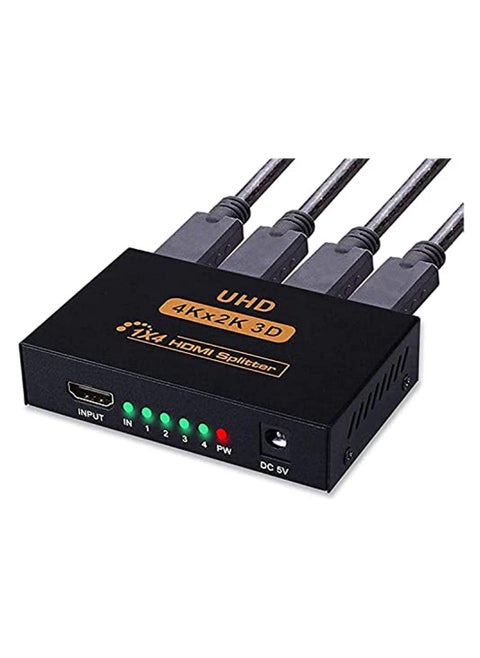 مقسم فيديو Hdmi 4K 1 في 4 خارج V1 4B يعمل بالطاقة مع محول تيار متردد يدعم دقة Hdcp Ultra Hd 1080P 2K و3D