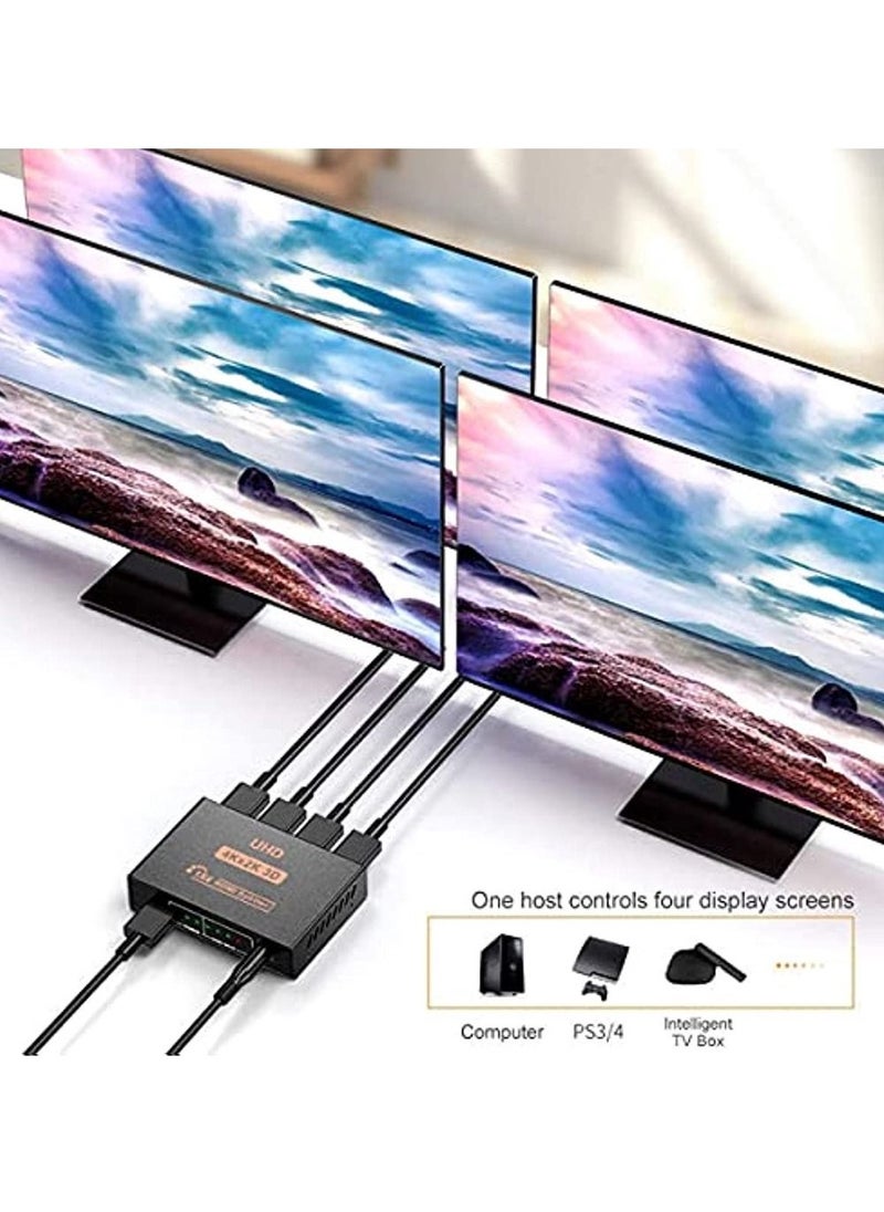 OIMG مقسم فيديو Hdmi 4K 1 في 4 خارج V1 4B يعمل بالطاقة مع محول تيار متردد يدعم دقة Hdcp Ultra Hd 1080P 2K و3D  - Image 4