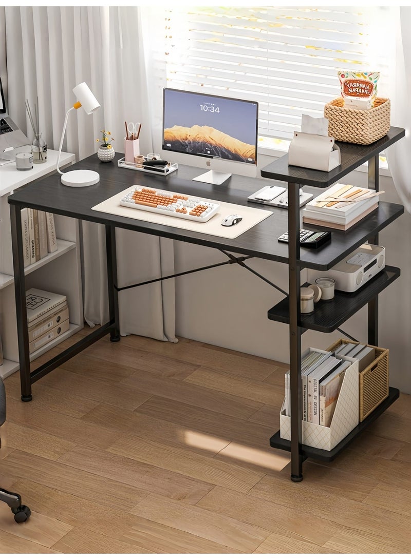 SHEIDLIN 4-Tier Reversible Storage Shelves Computer Desk Stable X Frame Black Multipurpose Office Study Table For Small Spaces - Image 1
