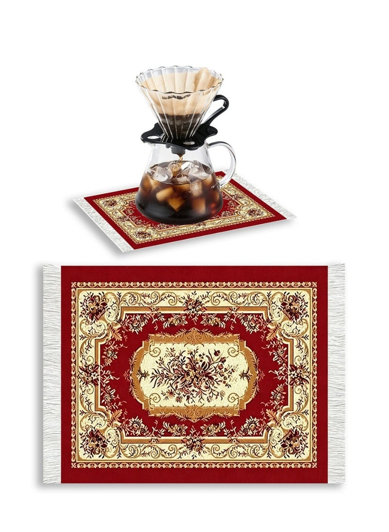 Field Coffee Mat &mouse mat  Coffee Cup Mat Coffee Mug MatTable Mat Mouse Pad Rubber Rectangle 27x18x0.5 cm Red - Image 1