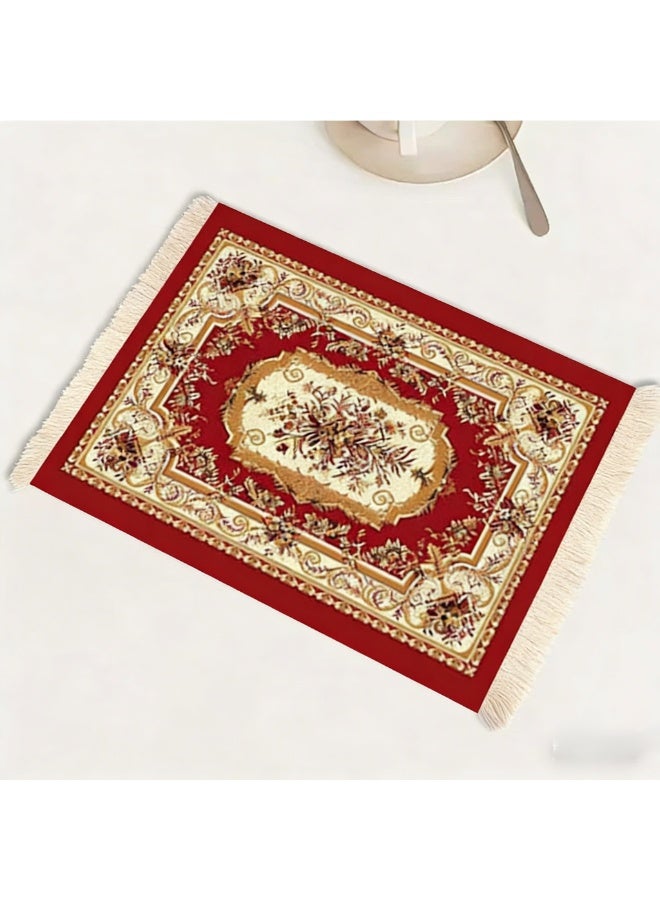 Field Coffee Mat &mouse mat  Coffee Cup Mat Coffee Mug MatTable Mat Mouse Pad Rubber Rectangle 27x18x0.5 cm Red - Image 2