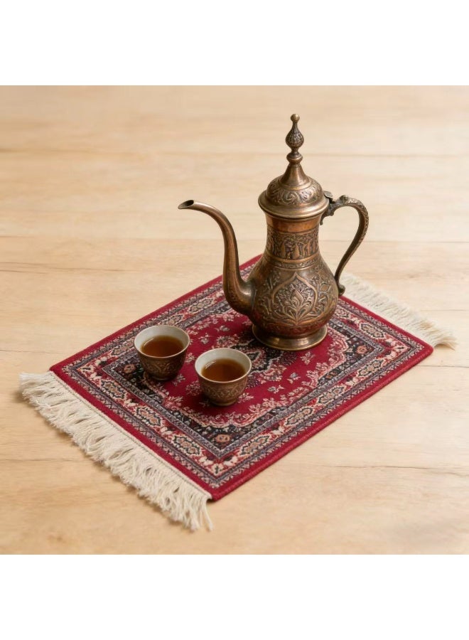 Field Coffee Mat &mouse mat  Coffee Cup Mat Coffee Mug MatTable Mat Mouse Pad Rubber Rectangle 27x18x0.5 cm Red - Image 5