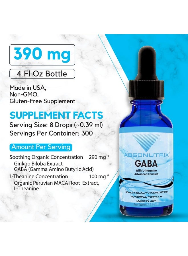Absonutrix GABA with L-Theanine 290 mg, 4 Oz Liquid, 300 Servings, Made in USA, Quick Absorption, Quality Potent Ingredients, Non-GMO, GMP Certified Facility, Cruelty-Free Products - Image 2