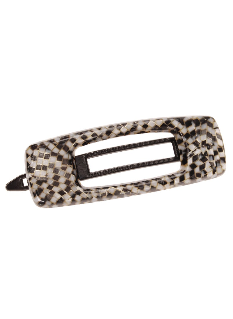 France Luxe France Luxe Mini Cutout Rectangle on Plastic Tige Boule Barrette - Opera Silver 