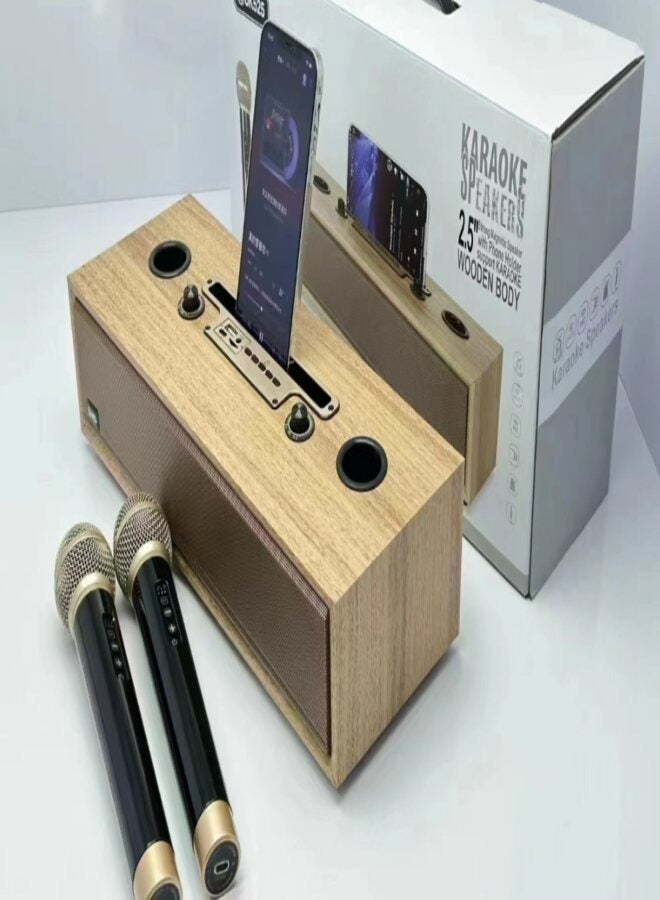 DKS525 Wireless Bluetooth Dual Microphone Karaoke Family KTV Portable 3D Stereo Speaker - Image 3