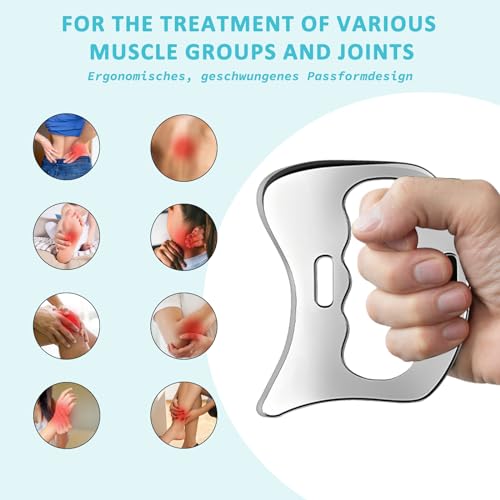 AICNLY Stainless Steel Gua Sha Muscle Scraper Tool Myofascial Scraping Tools for Physical Therapy Lymphatic Drainage Massager Soft Tissue Massage Tool - Image 3