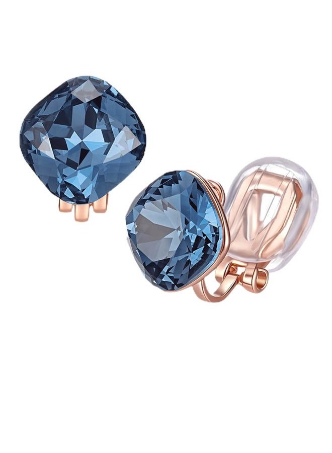 EVEVIC Austrian Crystal Square Cilp On Earrings for Women 14K Gold Plated Non Pierced for Sensitive Ears Jewelry Gifts for Anniversary, cute earrings, Brass Crystal, crystal - Image 1