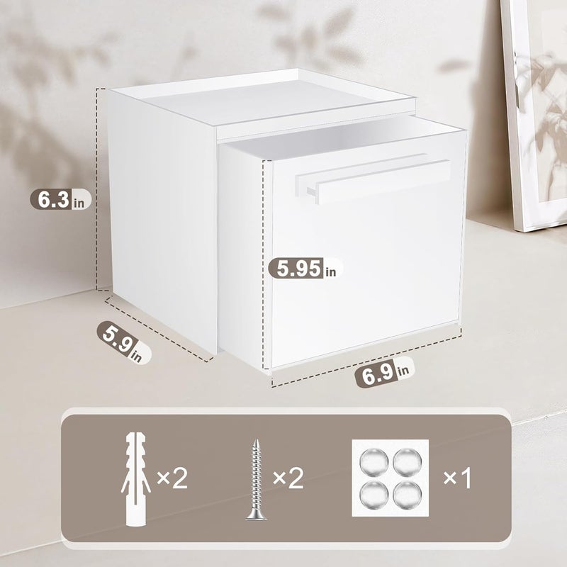 TAINESS Disposable Face Towel Storage Box Compatible with Clean Skin Club Clean Towel XL Acrylic Facial Towels Holder with Drawer Wall-Mounted Makeup Organizer for Vanity, Bathroom (White) - Image 4