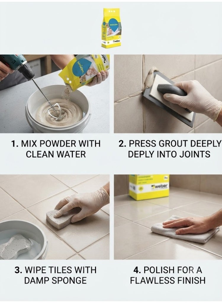 Weber Cement-Based Pre-Mixed Tile Joint Grout-Multi Colors (SALMON BEIGE) - Image 2