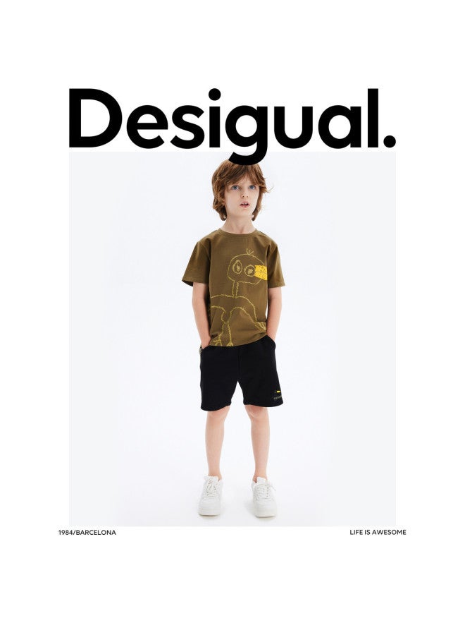 DESIGUAL men's Loose Fit Printed Cotton Crew Neck T-shirt For Boys - Image 3