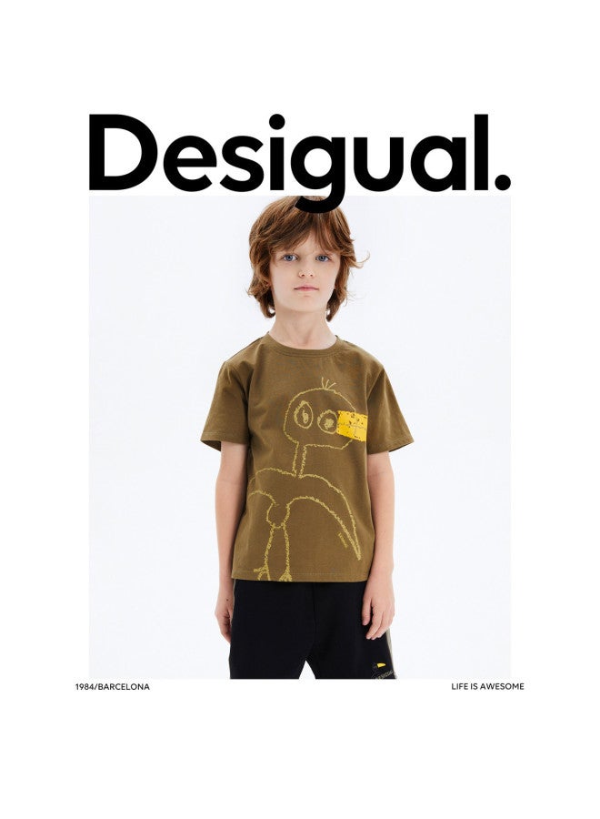 DESIGUAL men's Loose Fit Printed Cotton Crew Neck T-shirt For Boys - Image 2
