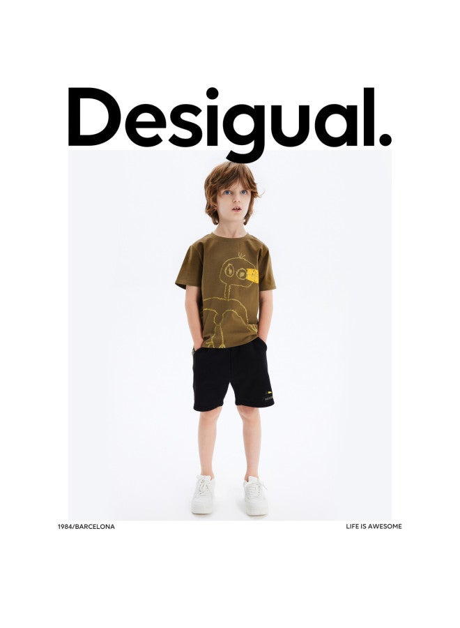DESIGUAL men's Loose Fit Printed Cotton Crew Neck T-shirt For Boys - Image 5