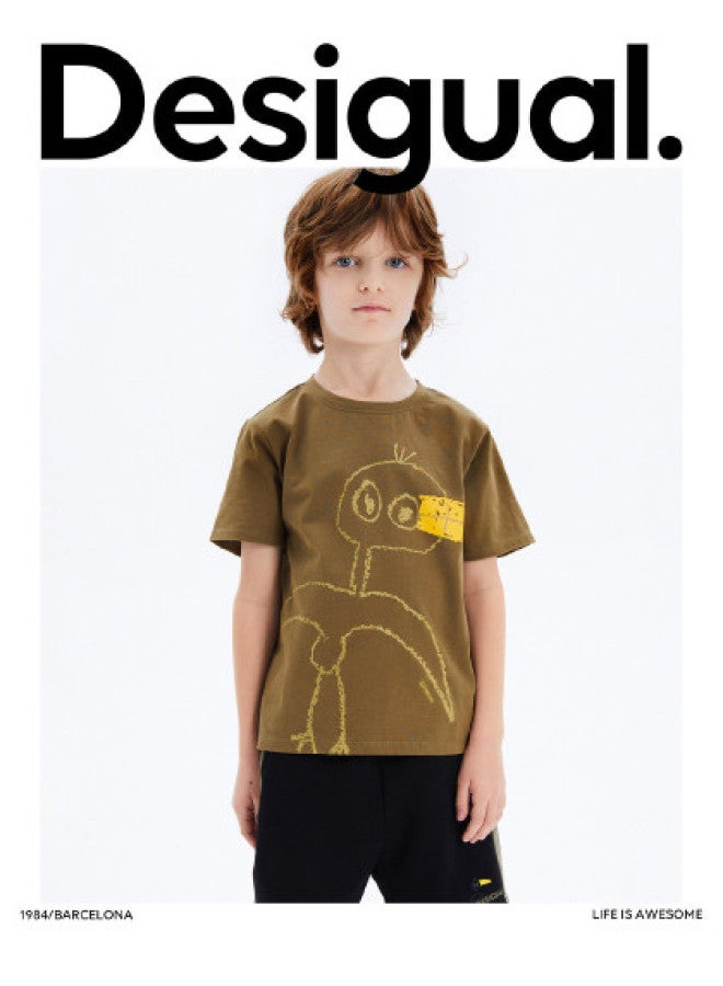 DESIGUAL men's Loose Fit Printed Cotton Crew Neck T-shirt For Boys - Image 1