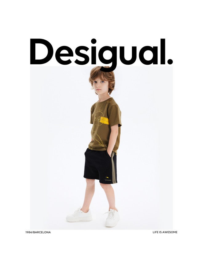 DESIGUAL men's Loose Fit Printed Cotton Crew Neck T-shirt For Boys - Image 4