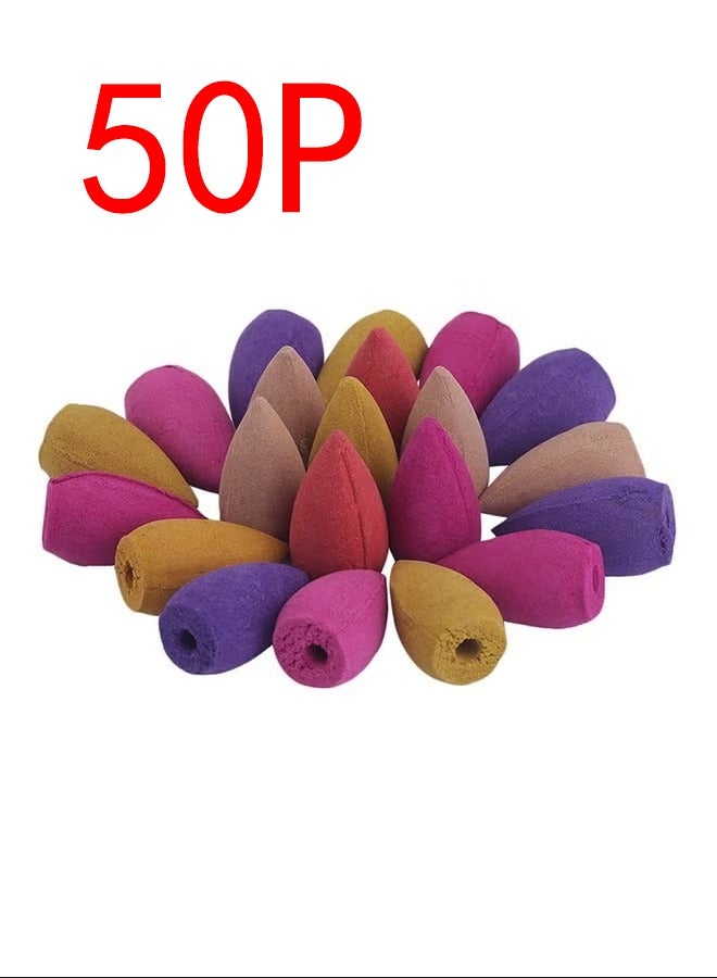 50-Piece Bullet Backflow Sandalwood Incense Burner Multicolour 