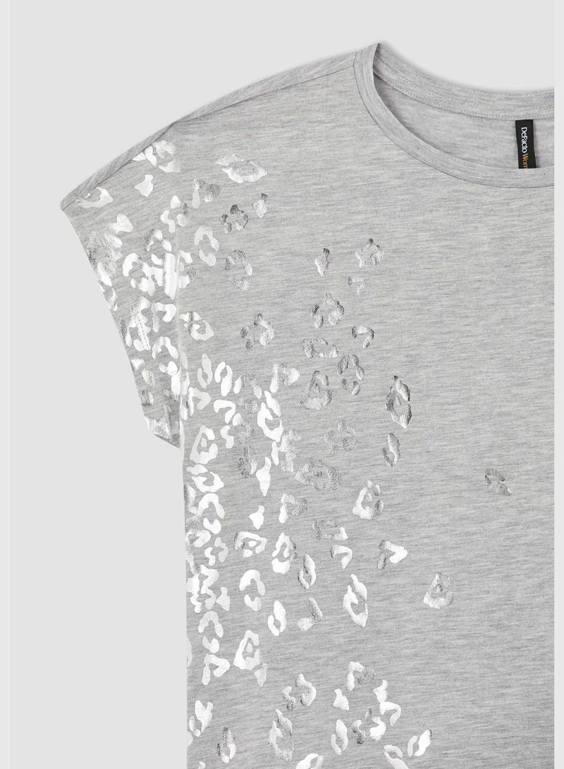 DeFacto Regular Fit Sregular Fit Short Sleeve Animal Print T-Shirt