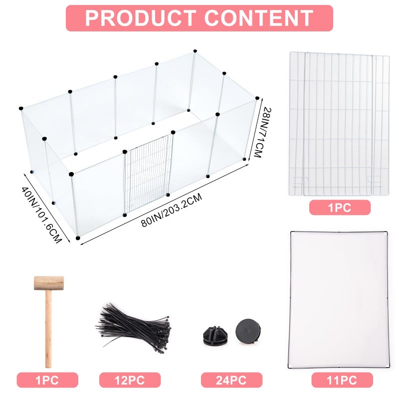 BRIAN & DANY Dog Playpen Portable for Small Animals, Dog Play Pen Indoor, Transparent Pet Playpen for Puppies, Cats, 80" L x 40" W x 28" H - Image 2