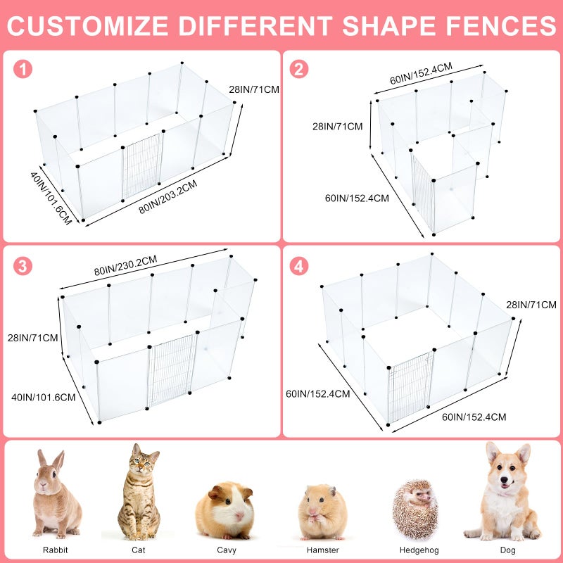 BRIAN & DANY Dog Playpen Portable for Small Animals, Dog Play Pen Indoor, Transparent Pet Playpen for Puppies, Cats, 80" L x 40" W x 28" H - Image 3
