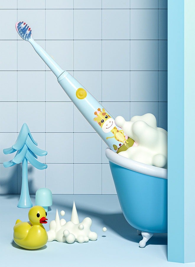 Children's Electric Toothbrush Super Soft Waterproof Teeth Cleaning Artifact Battery Powered (2 Heads)