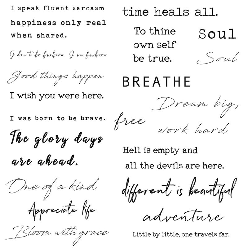 تاتو مؤقت واقعي من إيفرجوي 20 قطعة فردية مقاومة للماء كلمات ملهمة للنساء البالغات باللون الأسود