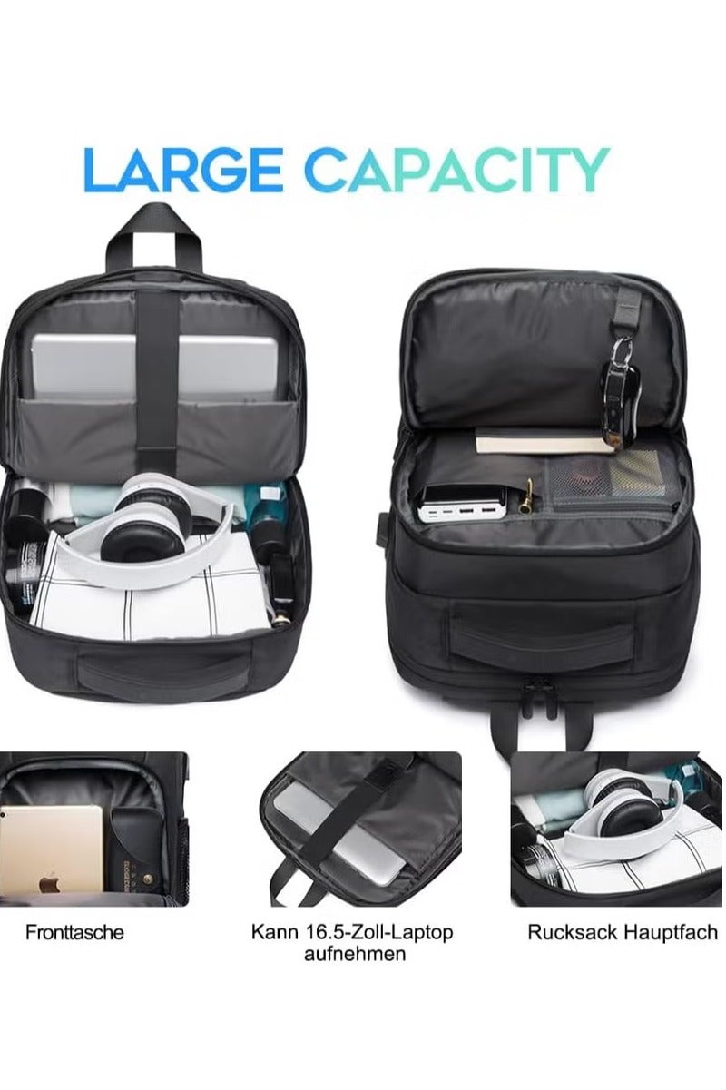 بانجي حقيبة ظهر كبيرة للسفر مقاومة للماء مع منفذ USB، يمكنها استيعاب كمبيوتر محمول مقاس 15.6 بوصة، مناسبة للرجال والنساء - Image 2