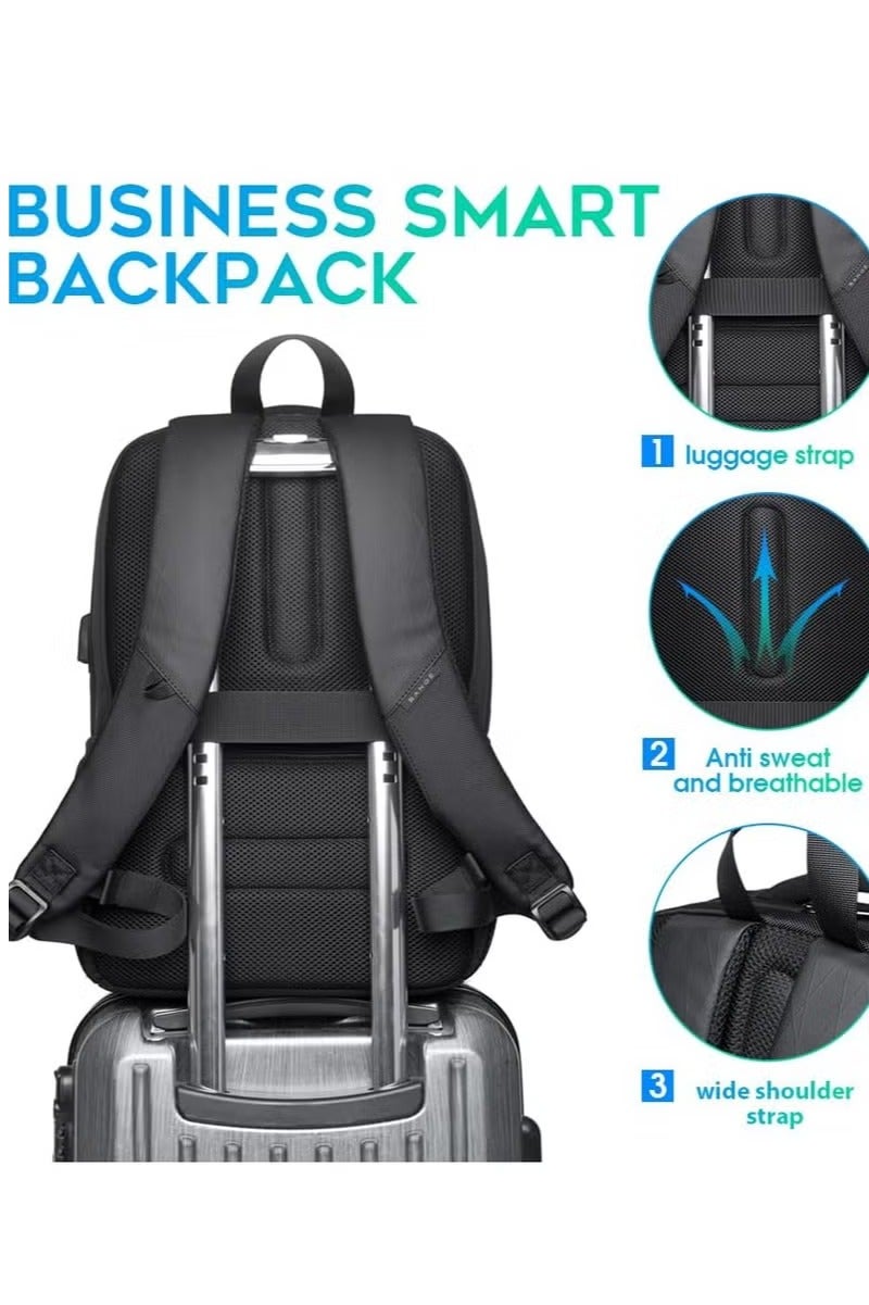 بانجي حقيبة ظهر كبيرة للسفر مقاومة للماء مع منفذ USB، يمكنها استيعاب كمبيوتر محمول مقاس 15.6 بوصة، مناسبة للرجال والنساء - Image 4