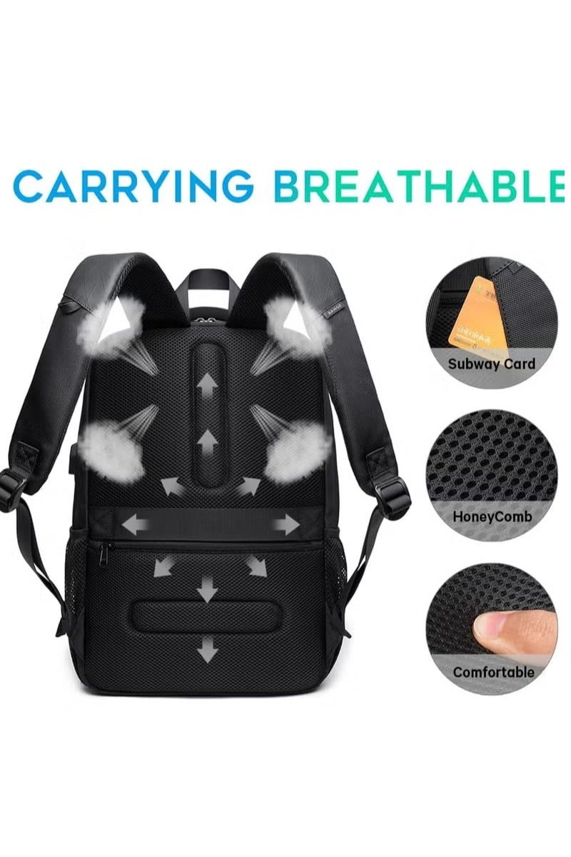 بانجي حقيبة ظهر كبيرة للسفر مقاومة للماء مع منفذ USB، يمكنها استيعاب كمبيوتر محمول مقاس 15.6 بوصة، مناسبة للرجال والنساء - Image 5