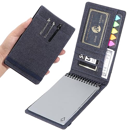 Plinyvel Notebook Cover for Rocketbook Mini & Field Notes Top Spiral (3.5"x5.5") - Durable Waterproof Case with Pen Holder & Card Slot, Power User Productivity Kit (Blue) - Image 1
