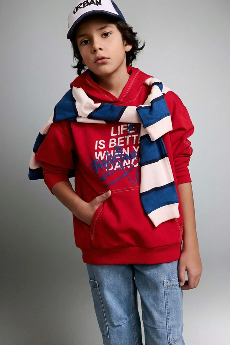 ديفاكتو Oversize Fit Printed Hooded Sweatshirt