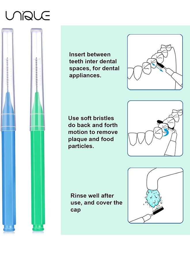 يونيك فرشاة فجوة الأسنان - 50 قطعة فرشاة تنظيف تقويم الأسنان - نظافة الفم - فرشاة ملونة بين الأسنان - أدوات التنظيف (أزرق / أخضر) - Image 4