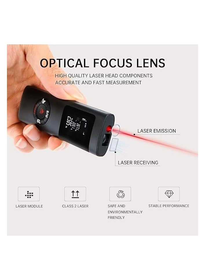 PROMASS Laser Measure197ft, laser rangefinder/Laser Distance Meter with USB Portable Charging, Laser Measurement Tool for Home decoration and construction design (black,100x12.6x33MM)  - Image 3