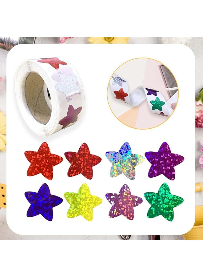 erorex 2000Pcs Star Stickers Smiley Face Star Stickers For Kids Reward 4 Rolls Sparkly Foil Star Stickers Teacher Motivational Stickers For Student Planner And School Classroom Teacher Supplies  - Image 3