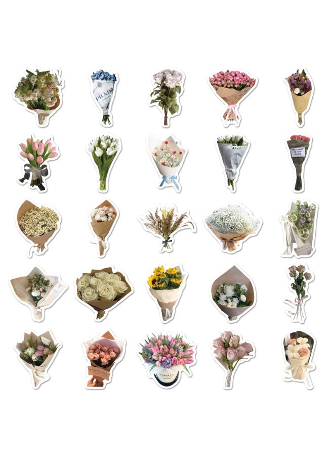 قوس قزح أورينبو مجموعة من الزهور ملصقات صغيرة الحجم، 50 قطعة من ملصقات الفينيل المقاومة للماء لأجهزة الكمبيوتر المحمول وزجاجات المياه والهواتف، ملصقات متينة لمستلزمات الحفلات للمراهقين كهدايا - Image 2