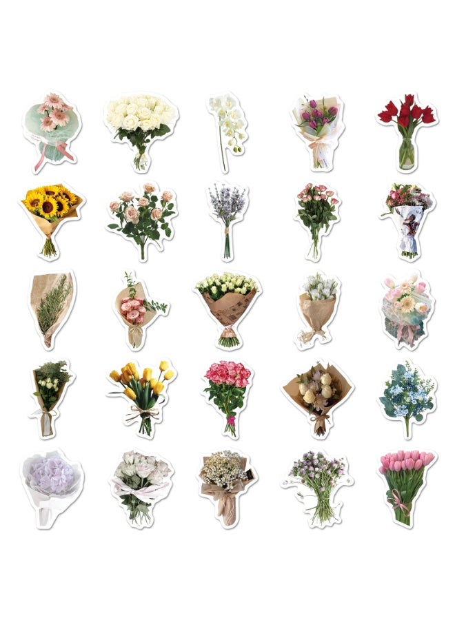 قوس قزح أورينبو مجموعة من الزهور ملصقات صغيرة الحجم، 50 قطعة من ملصقات الفينيل المقاومة للماء لأجهزة الكمبيوتر المحمول وزجاجات المياه والهواتف، ملصقات متينة لمستلزمات الحفلات للمراهقين كهدايا - Image 3