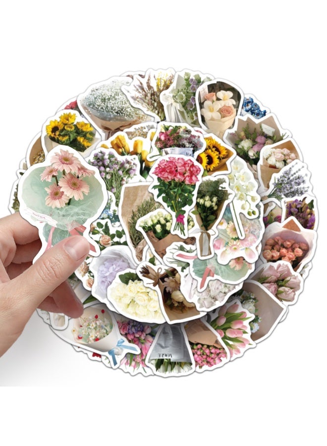 قوس قزح أورينبو مجموعة من الزهور ملصقات صغيرة الحجم، 50 قطعة من ملصقات الفينيل المقاومة للماء لأجهزة الكمبيوتر المحمول وزجاجات المياه والهواتف، ملصقات متينة لمستلزمات الحفلات للمراهقين كهدايا - Image 4