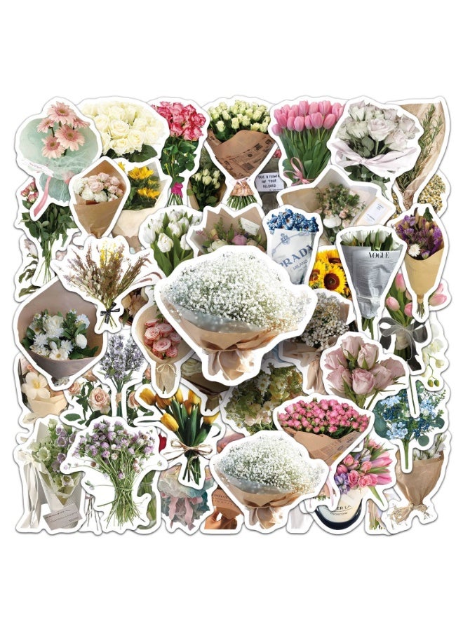 قوس قزح أورينبو مجموعة من الزهور ملصقات صغيرة الحجم، 50 قطعة من ملصقات الفينيل المقاومة للماء لأجهزة الكمبيوتر المحمول وزجاجات المياه والهواتف، ملصقات متينة لمستلزمات الحفلات للمراهقين كهدايا - Image 5