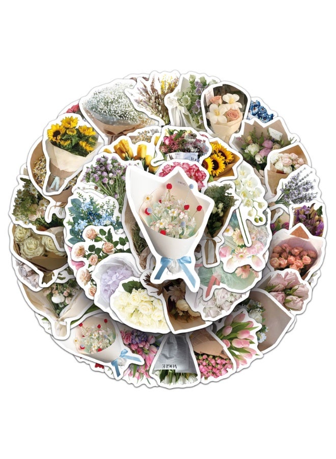 قوس قزح أورينبو مجموعة من الزهور ملصقات صغيرة الحجم، 50 قطعة من ملصقات الفينيل المقاومة للماء لأجهزة الكمبيوتر المحمول وزجاجات المياه والهواتف، ملصقات متينة لمستلزمات الحفلات للمراهقين كهدايا - Image 1