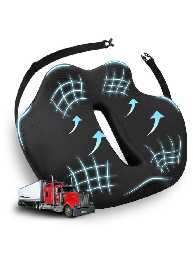 japiroc X-Large Seat Cushion for Truck Driver, Upgraded Cushion for Back Support and Pain Relief, Memory Foam with Non-Slip Washable Cover, Relieves Long-Term Truck Sitting and Pain Black - Image 1